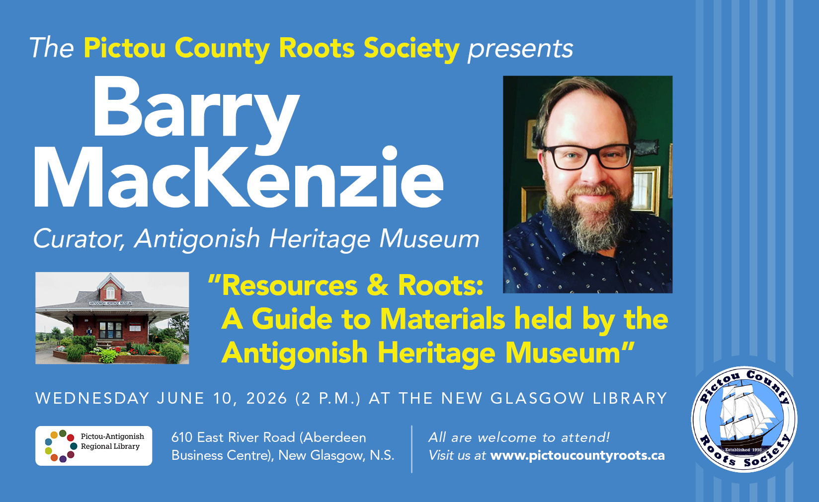 The Pictou County Roots Society presents Barry MacKenzie (Jun 10, 2026)